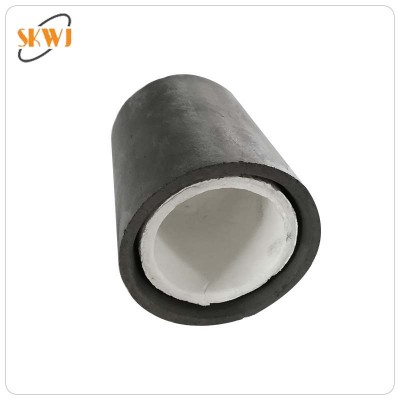 Graphite die and protective sleeve/cup for upcast copper machine